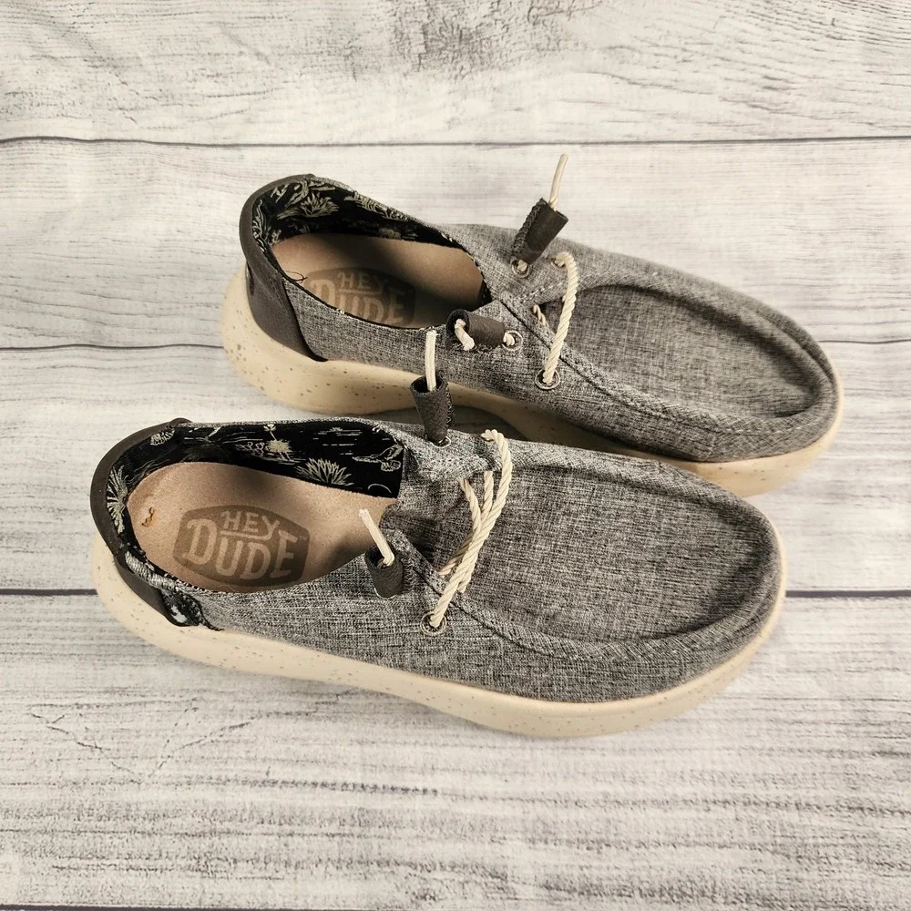 Hey Dude Wendy Peak Woven Women Shoe Size 7 Charcoal Casual Walk Slip On Loafer